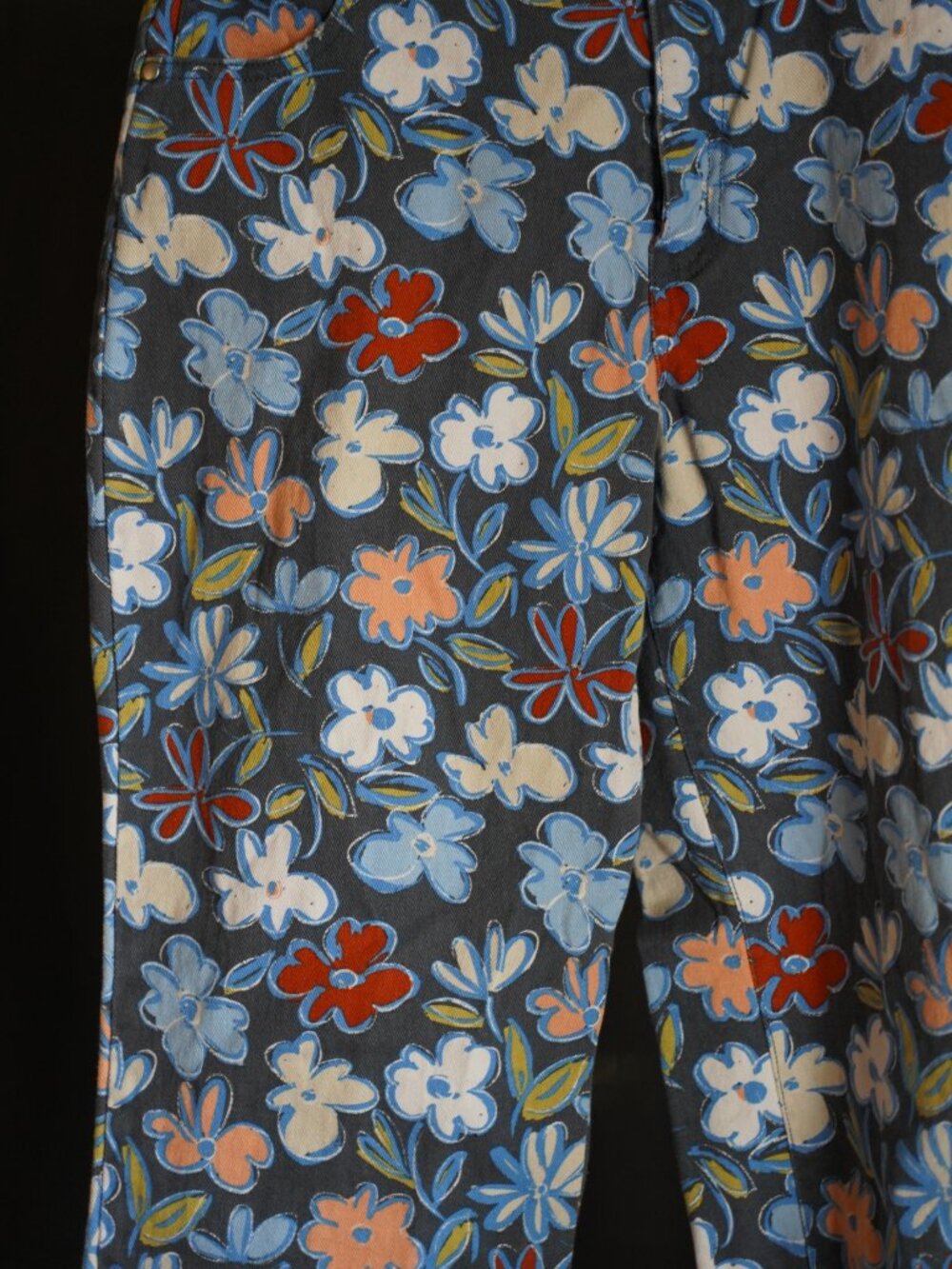 Originality Women’s Floral Print Pants 100% Cotton Multicolored - Picture 2 of 14